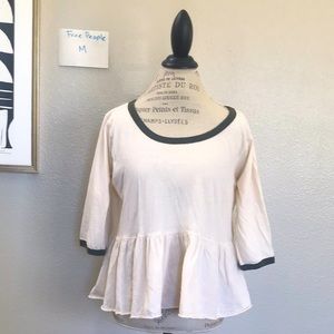 Free People  cream color top 3/4 sleeve
